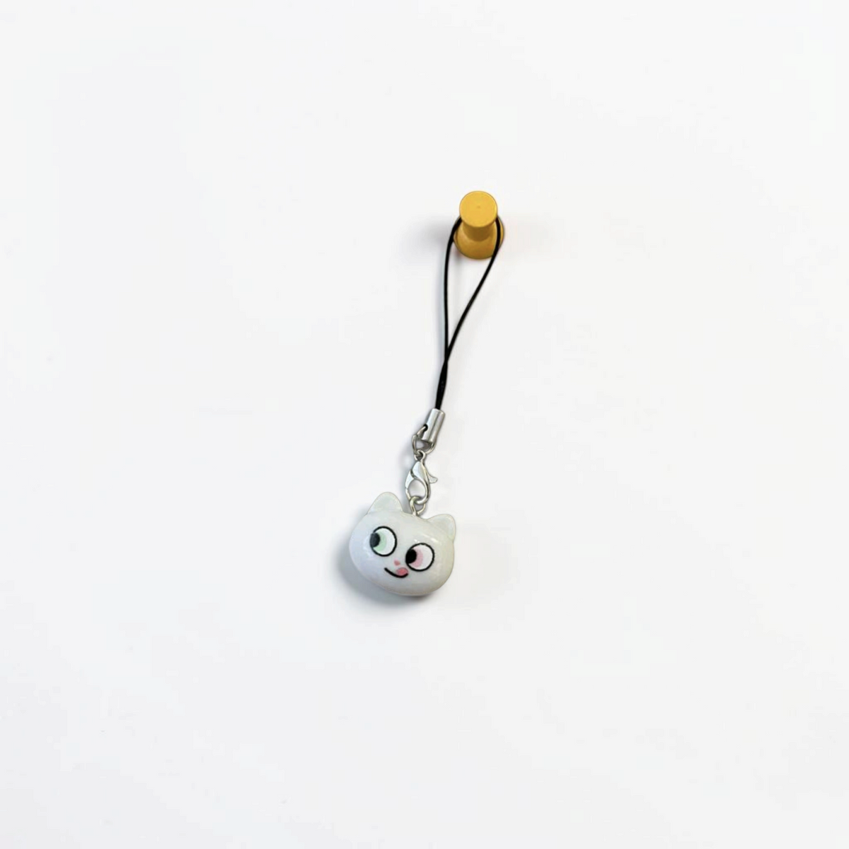 Moody Cat Phone Charm — Smug White