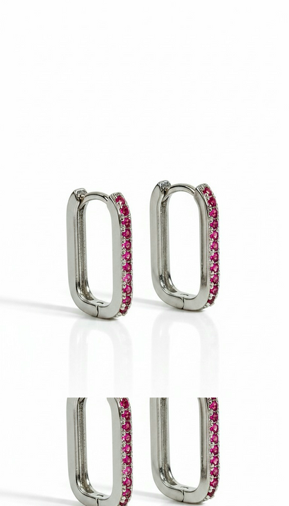 Rectangular Pavé Huggies