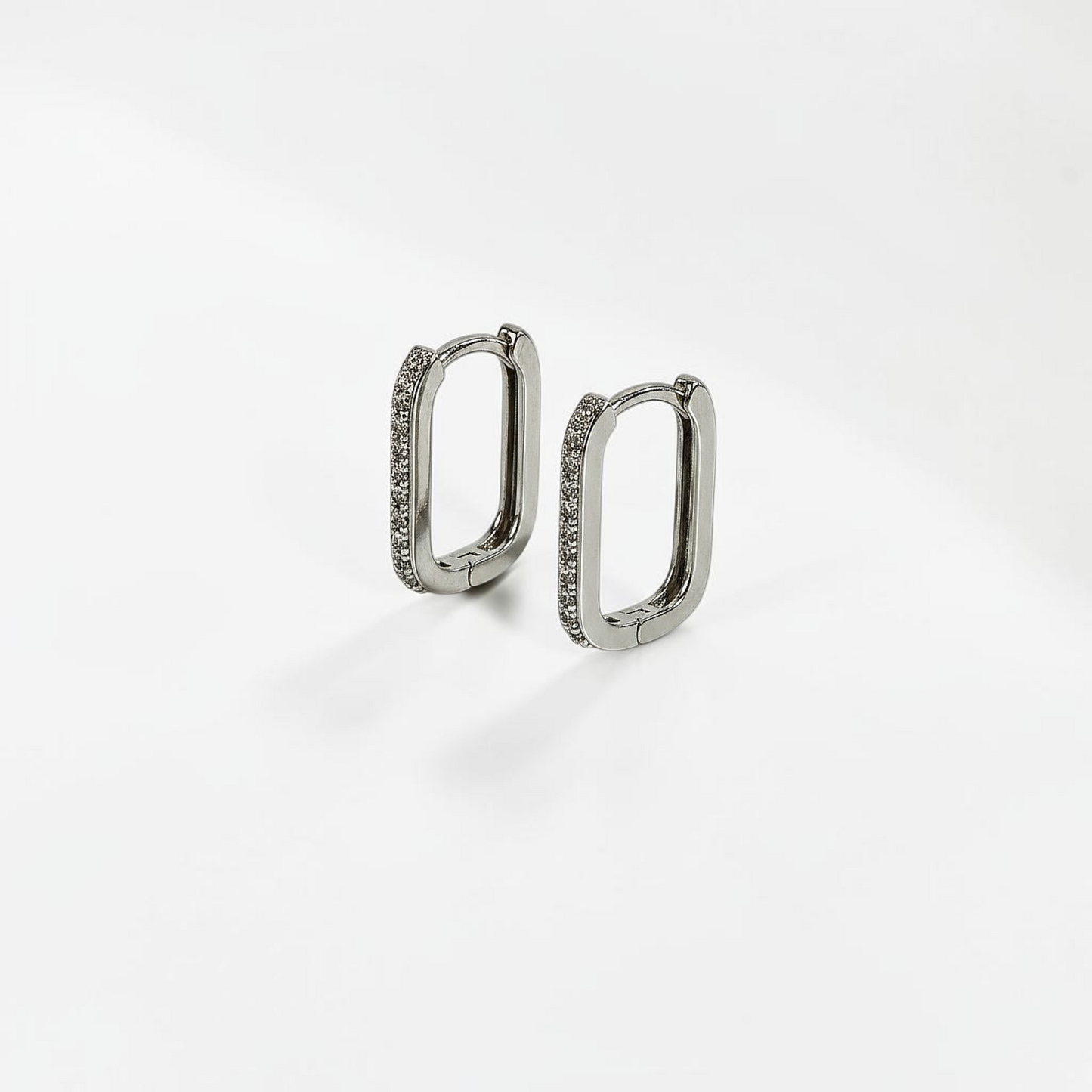 Rectangular Pavé Huggies