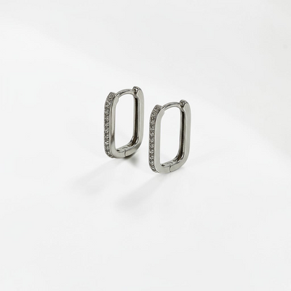 Rectangular Pavé Huggies