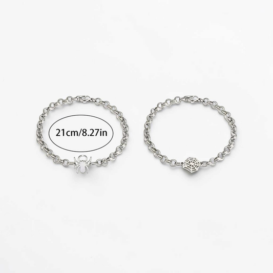 Spider & Web Chain Bracelet Set