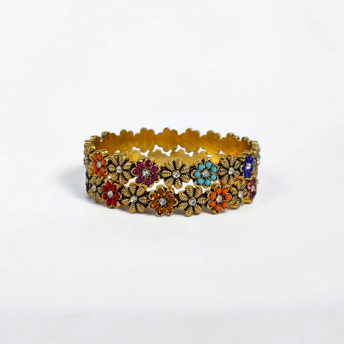 Rainbow Blossom Bangle Pair