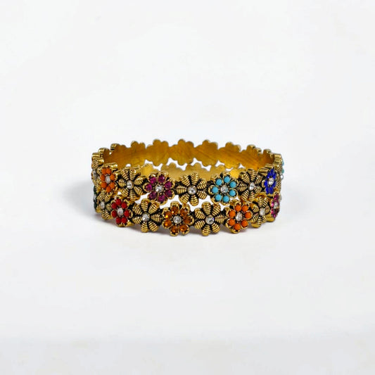 Rainbow Blossom Bangle Pair