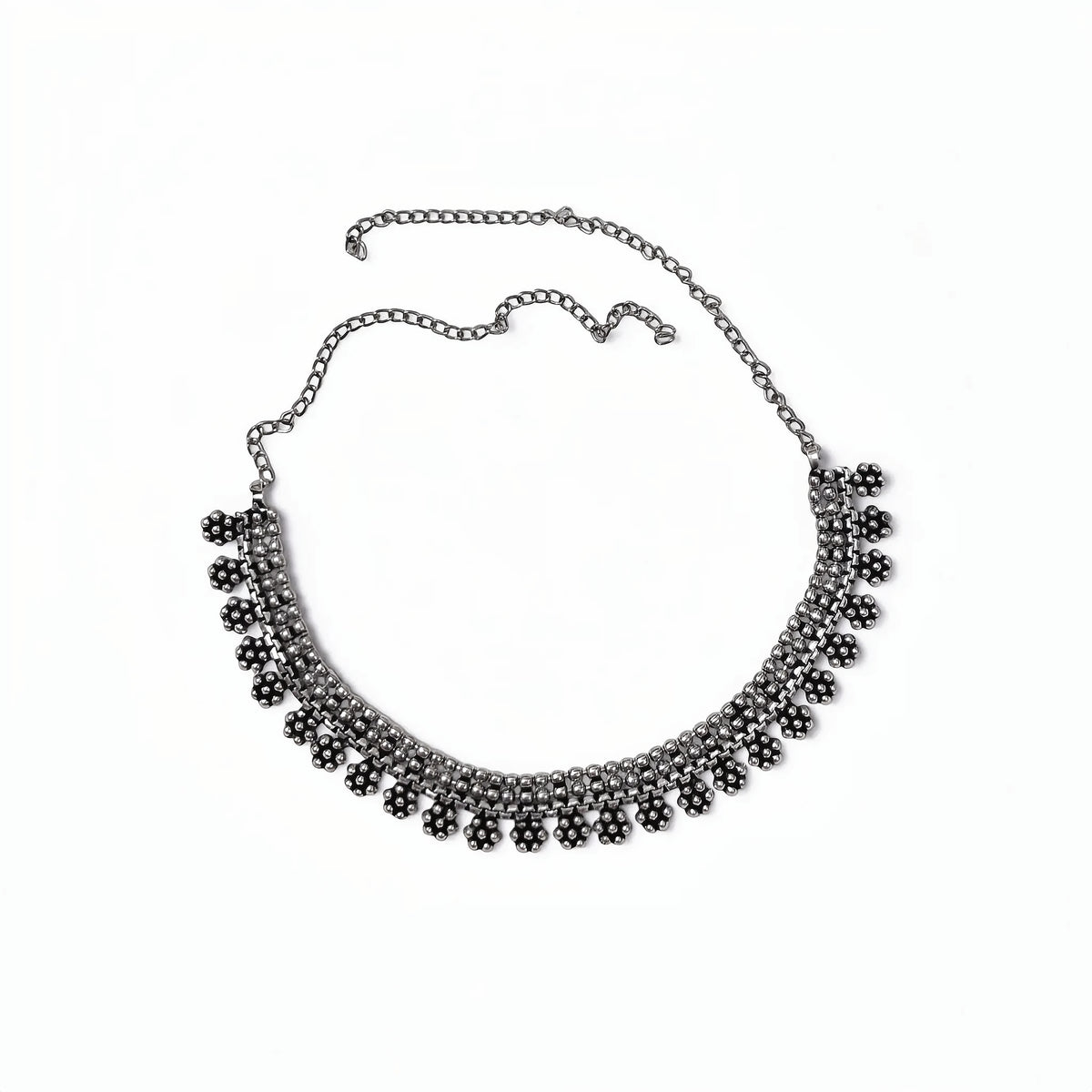 Floral Oxidized Silver Necklace