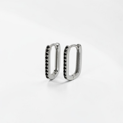 Rectangular Pavé Huggies