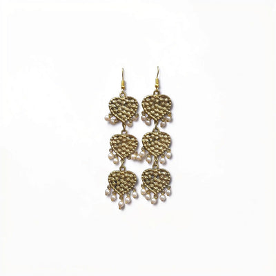 Gilded Triple Heart Earrings