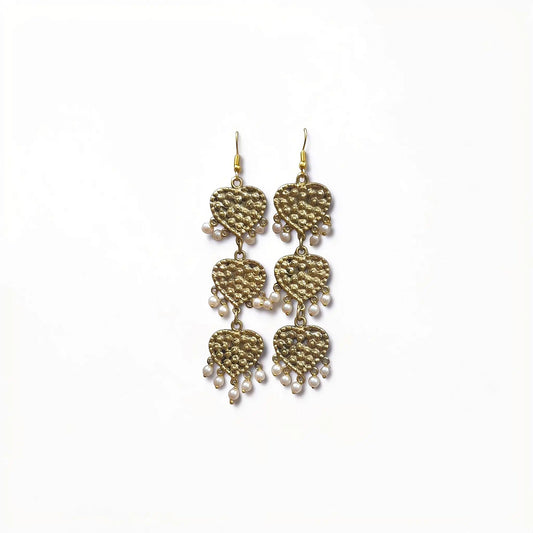 Gilded Triple Heart Earrings