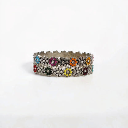 Rainbow Blossom Bangle Pair