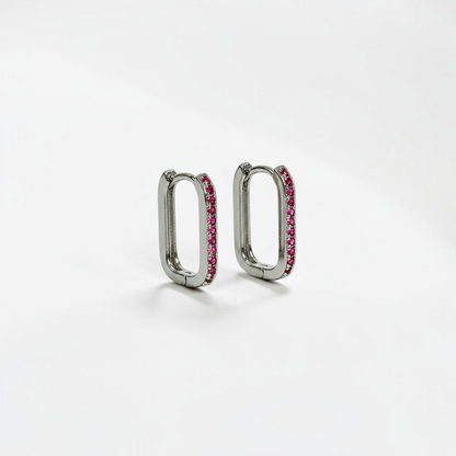 Rectangular Pavé Huggies