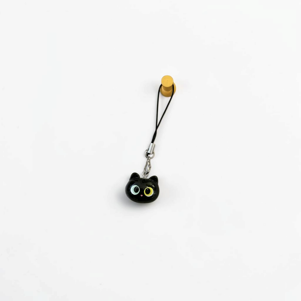Moody Cat Phone Charm — Wide-Eyed Black