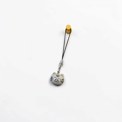 Moody Cat Phone Charm — Content Grey