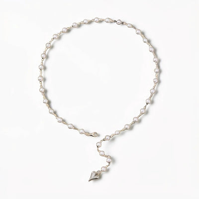 Pearl Heart Lariat Necklace
